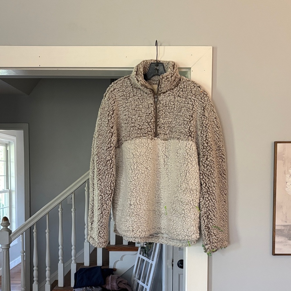 Cozy Tan Sherpa Pullover